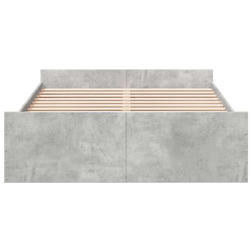 Cadre de lit avec tiroirs sans matelas gris béton 135x190 cm - XIOS