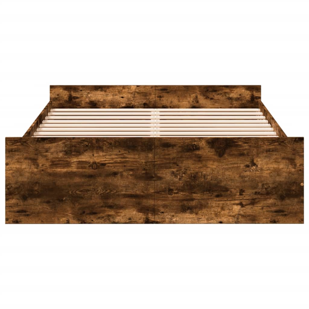 Cadre de lit avec tiroirs sans matelas chêne fumé 135x190 cm - XIOS