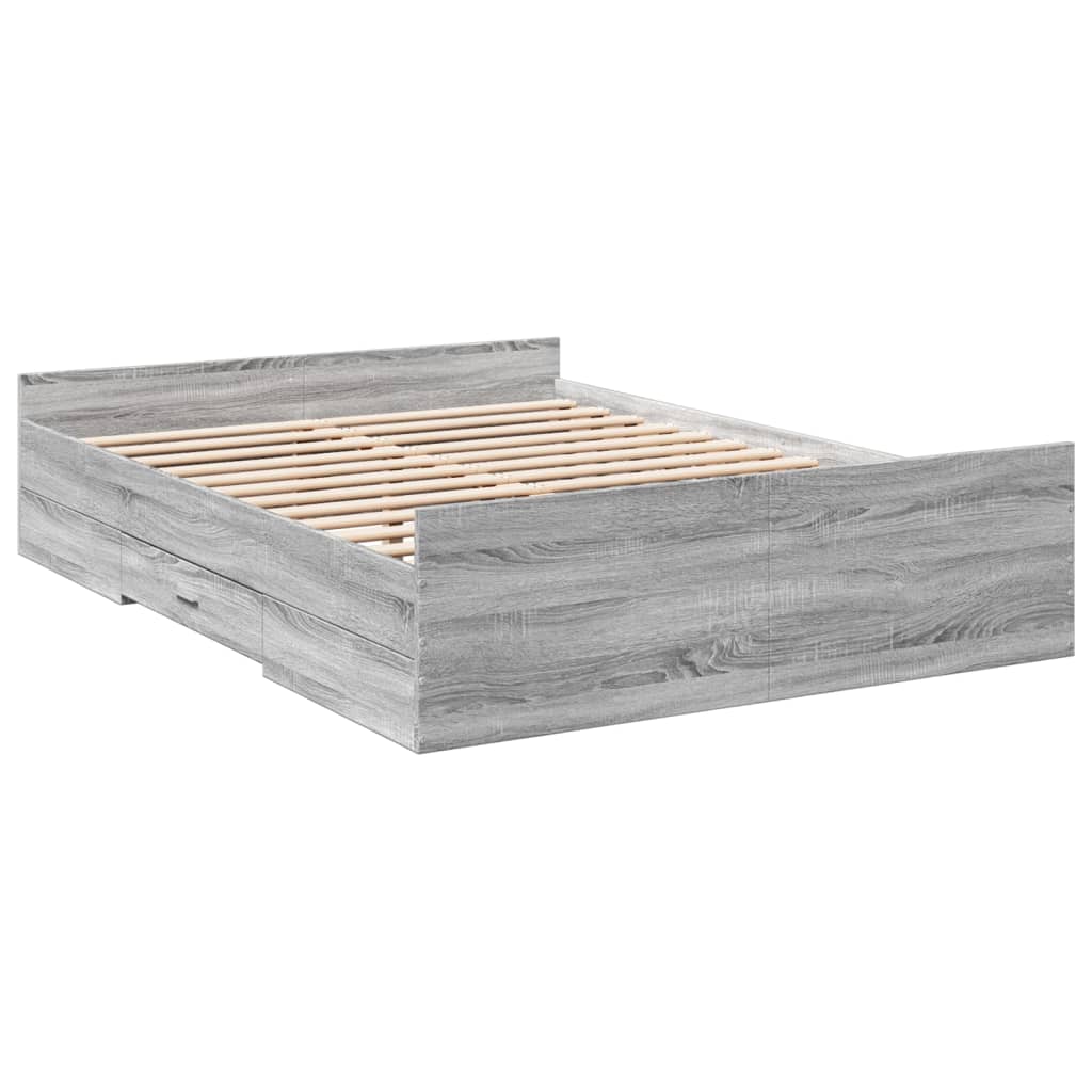 Cadre de lit avec tiroirs sans matelas sonoma gris 135x190 cm - XIOS