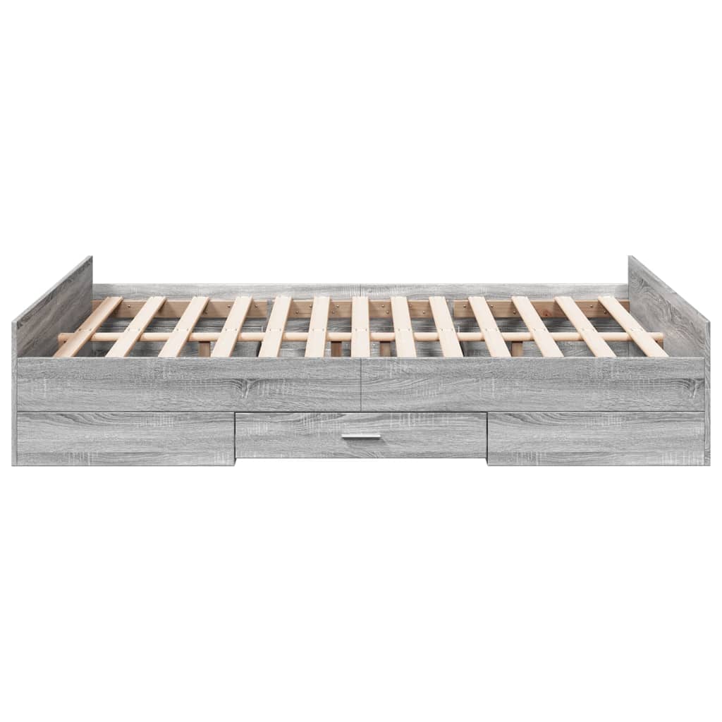 Cadre de lit avec tiroirs sans matelas sonoma gris 135x190 cm - XIOS
