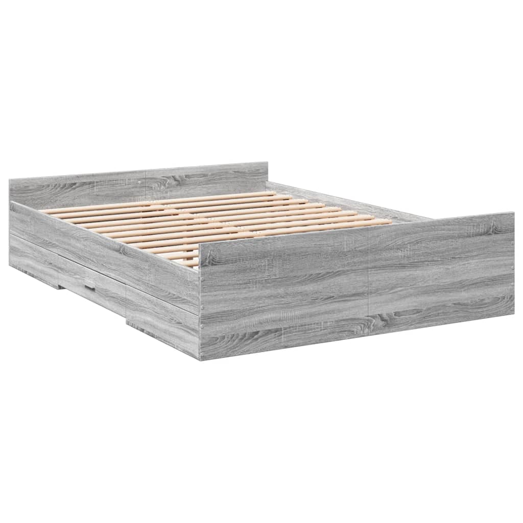 Cadre de lit avec tiroirs sans matelas sonoma gris 135x190 cm - XIOS