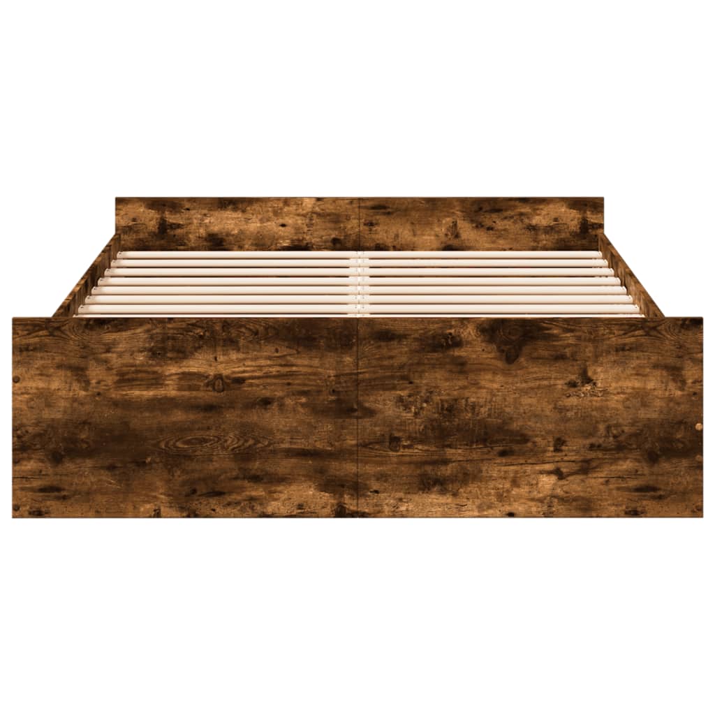 Cadre de lit avec tiroirs sans matelas chêne fumé 120x190 cm - XIOS