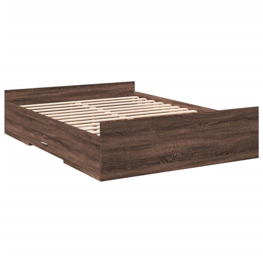 Cadre de lit avec tiroirs sans matelas chêne marron 120x190 cm - XIOS