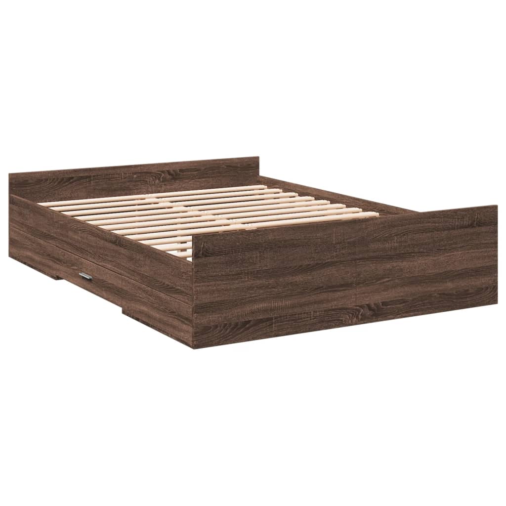 Cadre de lit avec tiroirs sans matelas chêne marron 120x190 cm - XIOS