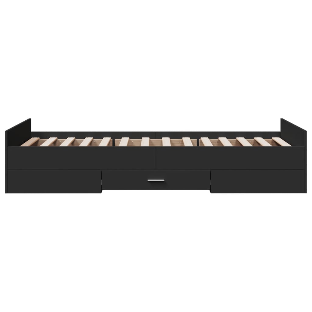 Cadre de lit avec tiroirs sans matelas noir 100x200 cm - XIOS