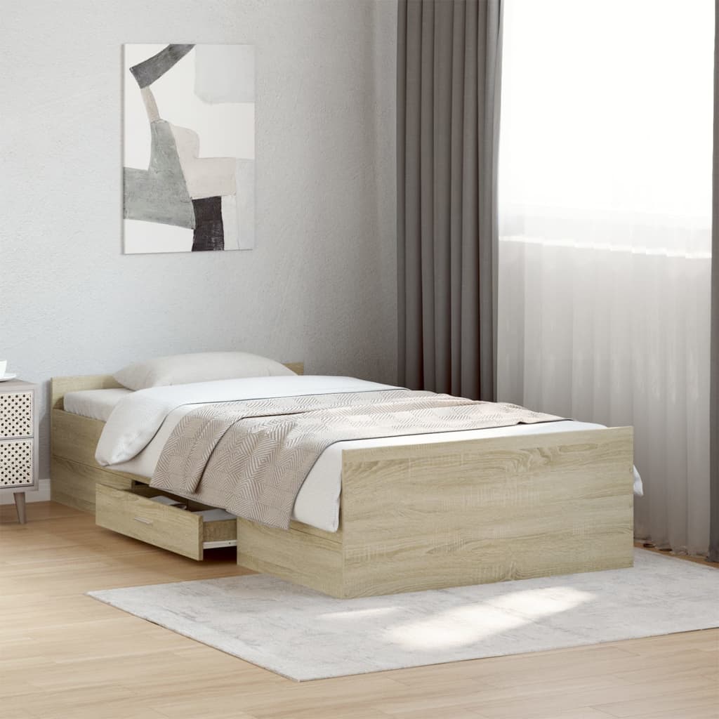 Cadre de lit avec tiroirs sans matelas chêne sonoma 100x200 cm - XIOS