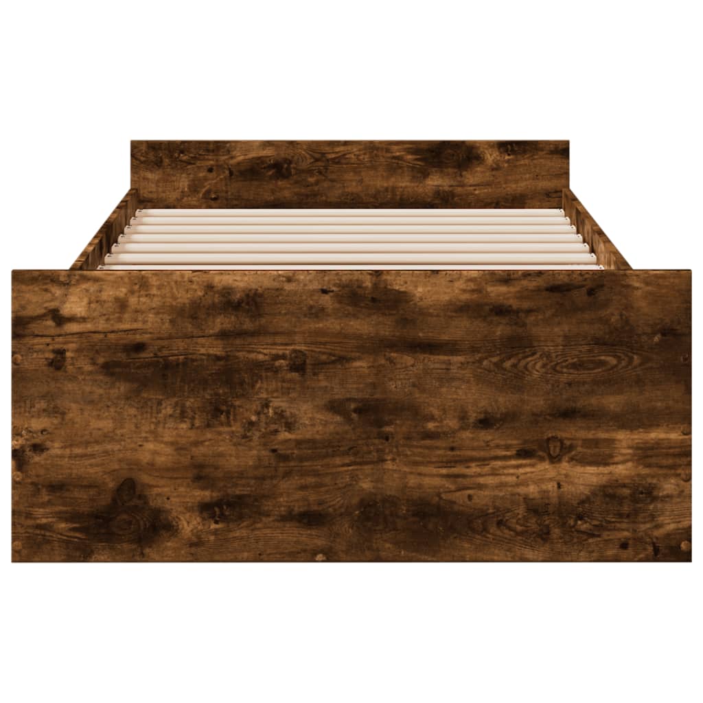 Cadre de lit avec tiroirs sans matelas chêne fumé 100x200 cm - XIOS