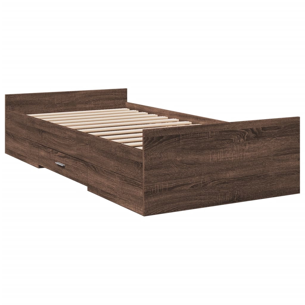 Cadre de lit avec tiroirs sans matelas chêne marron 100x200 cm - XIOS