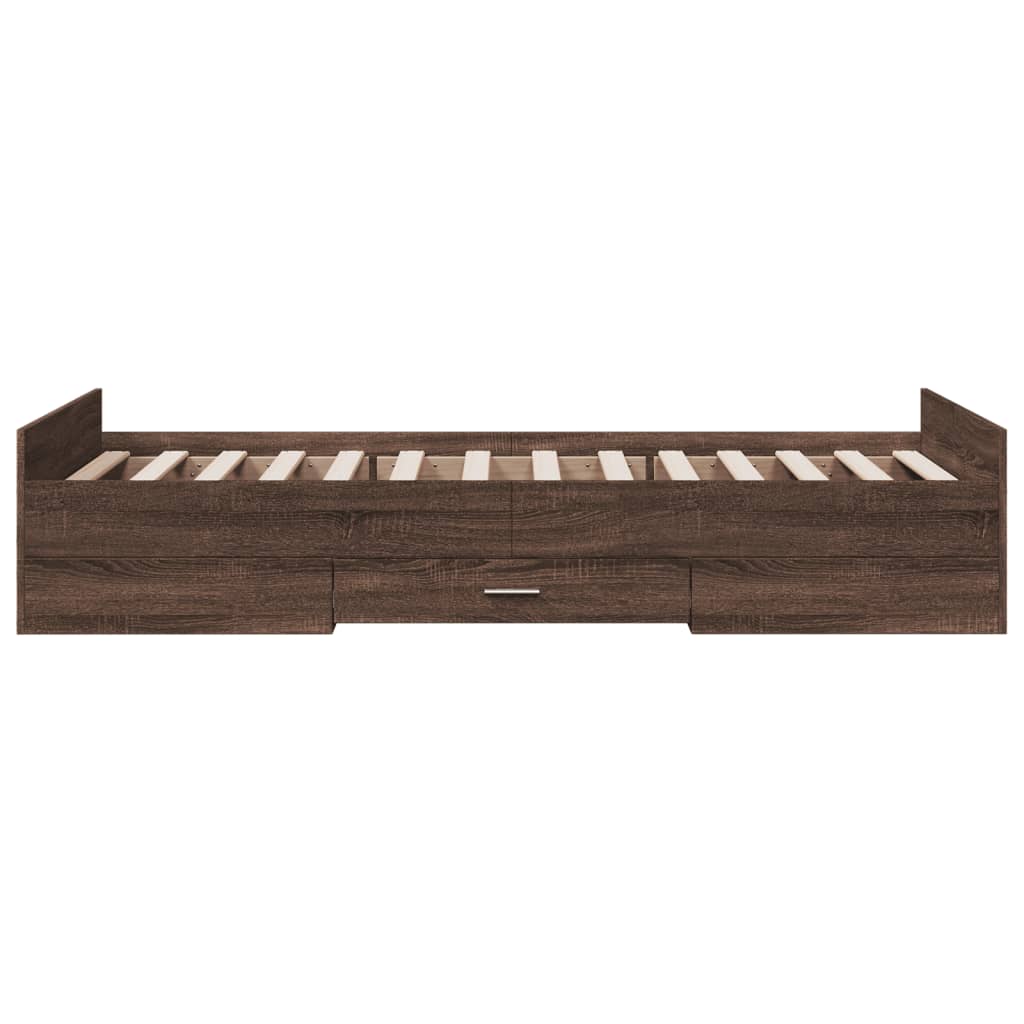 Cadre de lit avec tiroirs sans matelas chêne marron 100x200 cm - XIOS