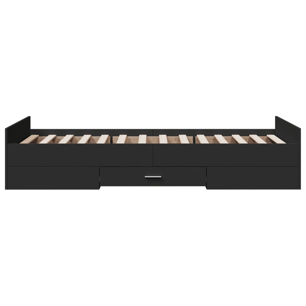 Cadre de lit avec tiroirs sans matelas noir 75x190 cm - XIOS