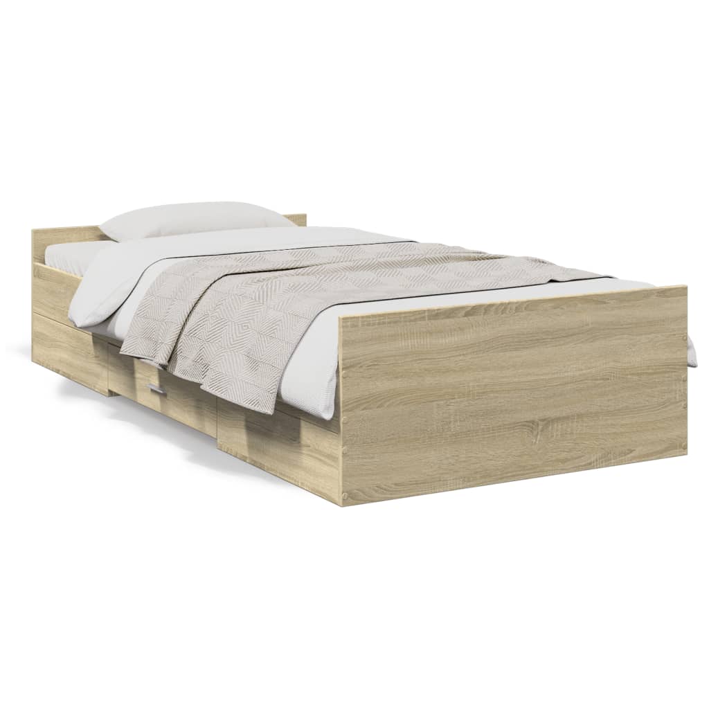 Cadre de lit avec tiroirs sans matelas chêne sonoma 75x190 cm - XIOS