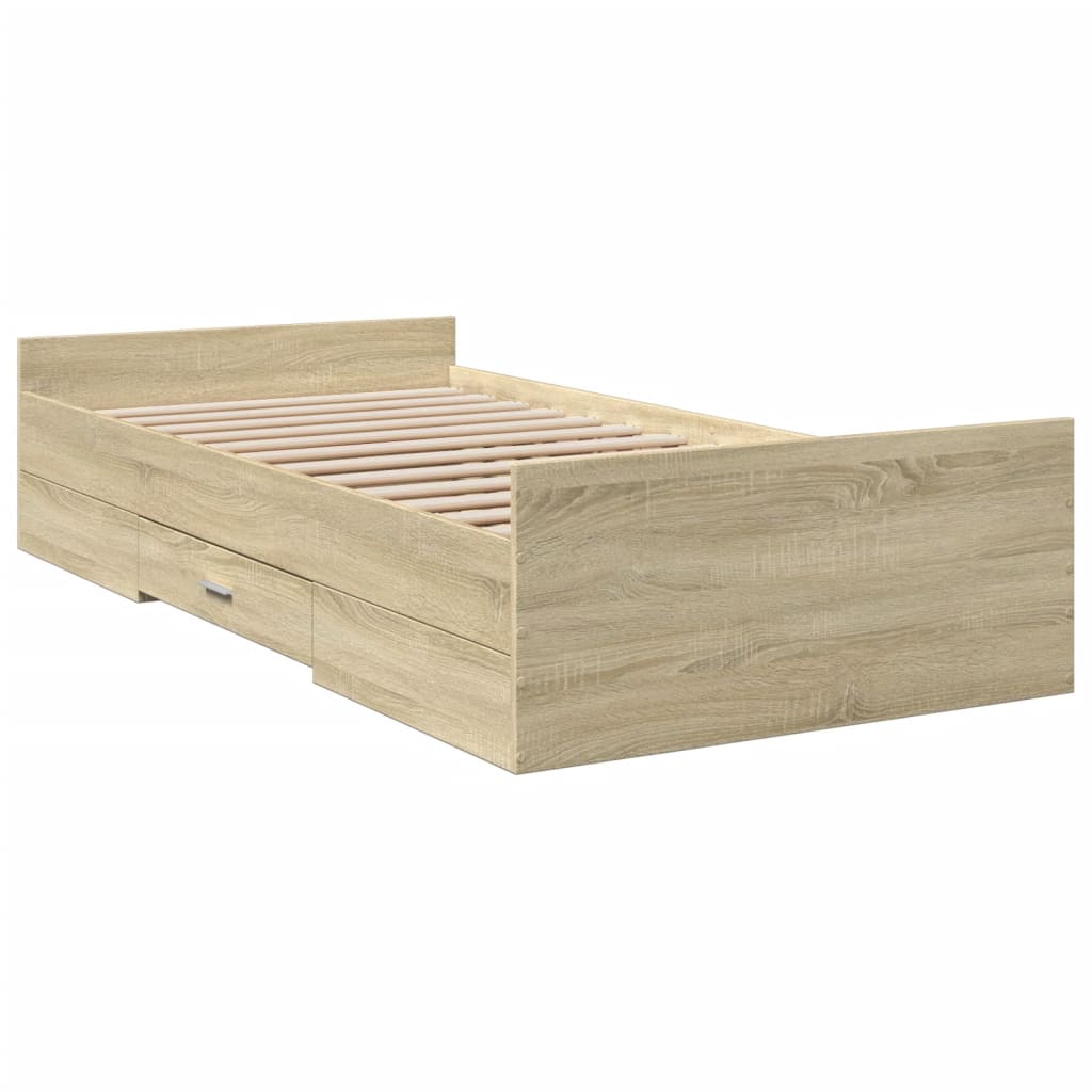 Cadre de lit avec tiroirs sans matelas chêne sonoma 75x190 cm - XIOS