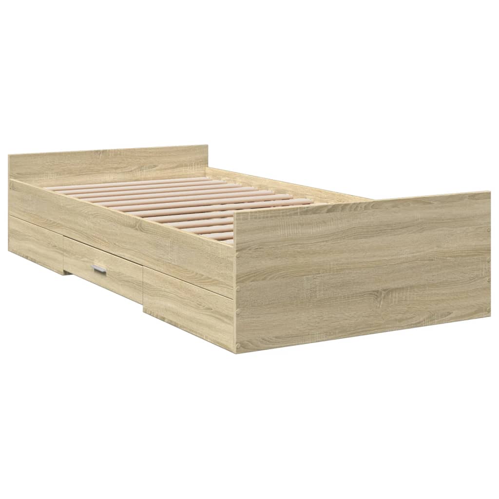 Cadre de lit avec tiroirs sans matelas chêne sonoma 75x190 cm - XIOS