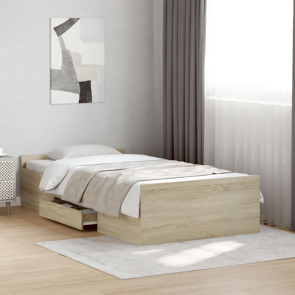Cadre de lit avec tiroirs sans matelas chêne sonoma 75x190 cm - XIOS