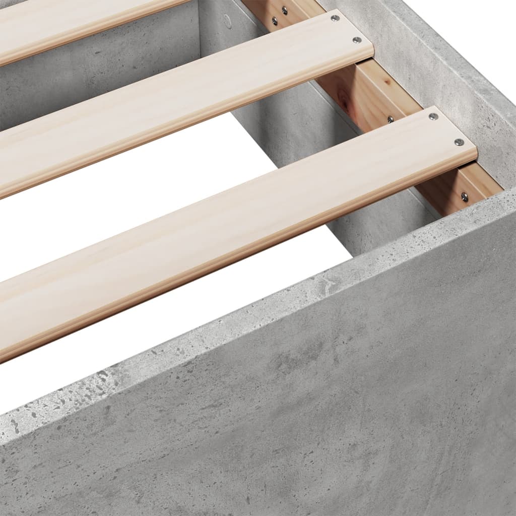 Cadre de lit avec tiroirs sans matelas gris béton 75x190 cm - XIOS