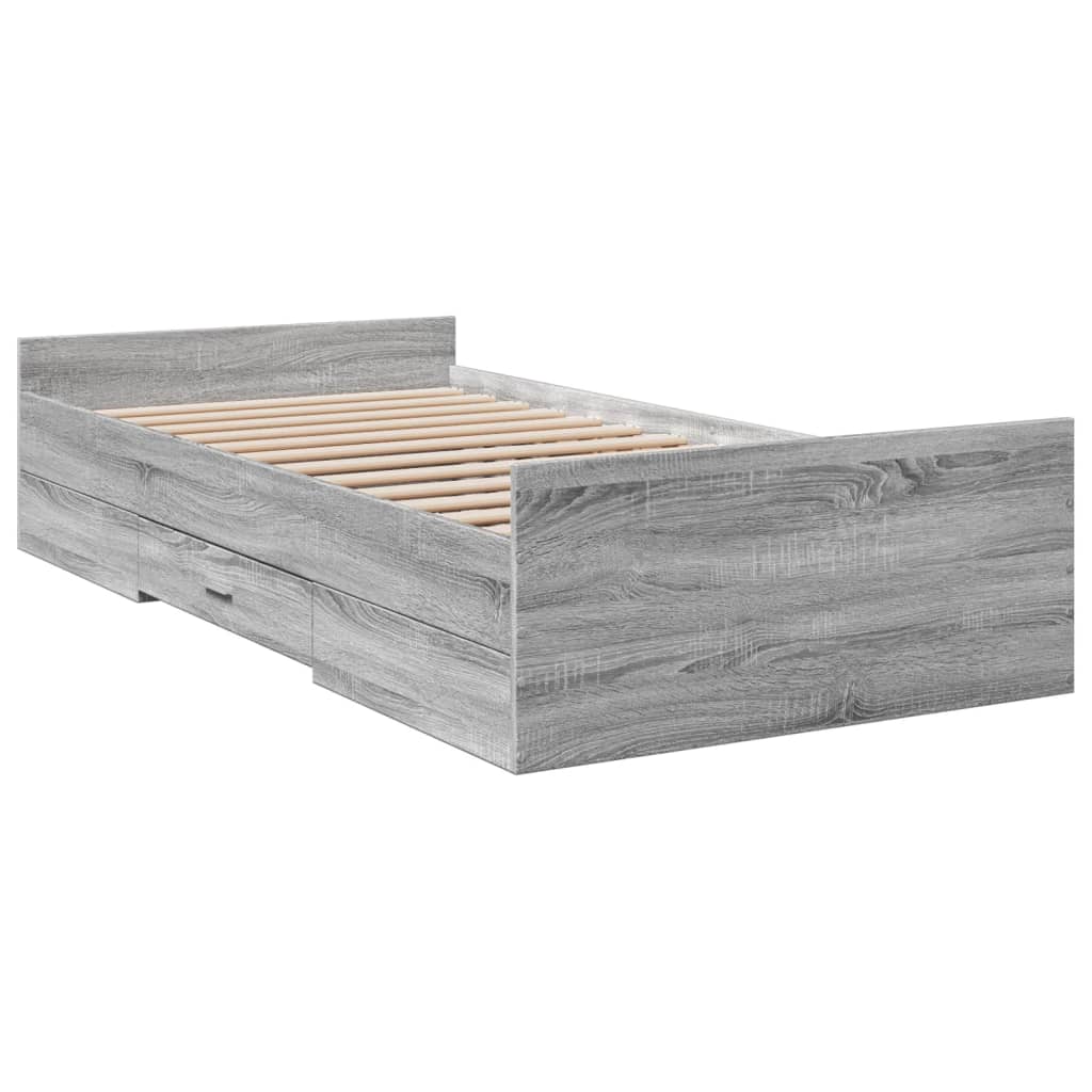 Cadre de lit avec tiroirs sans matelas sonoma gris 75x190 cm - XIOS