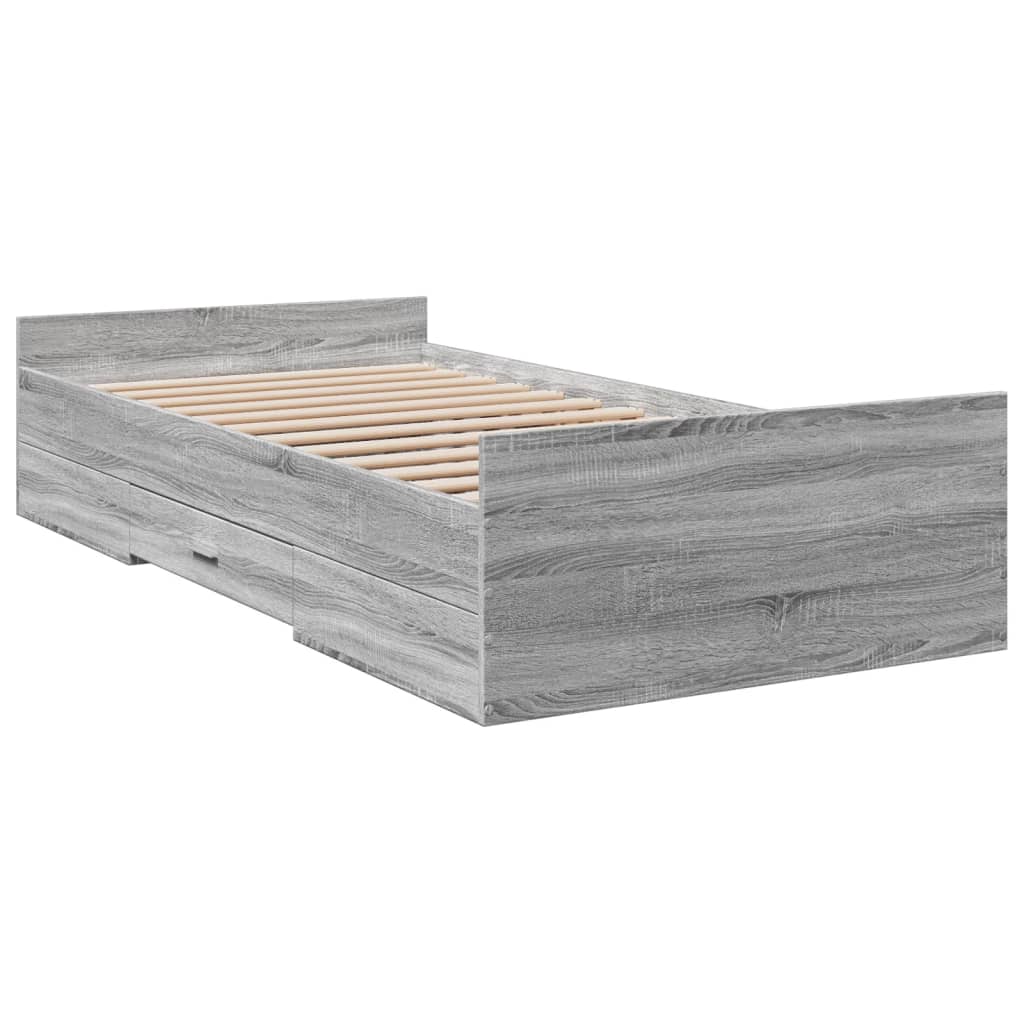 Cadre de lit avec tiroirs sans matelas sonoma gris 75x190 cm - XIOS