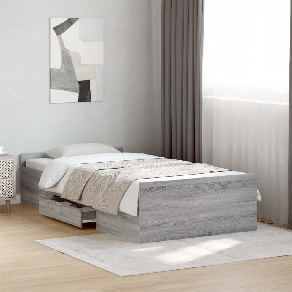 Cadre de lit avec tiroirs sans matelas sonoma gris 75x190 cm - XIOS