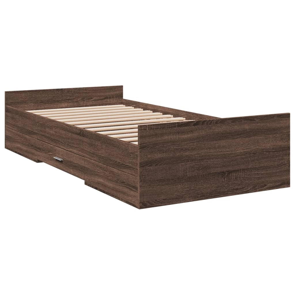 Cadre de lit avec tiroirs sans matelas chêne marron 75x190 cm - XIOS