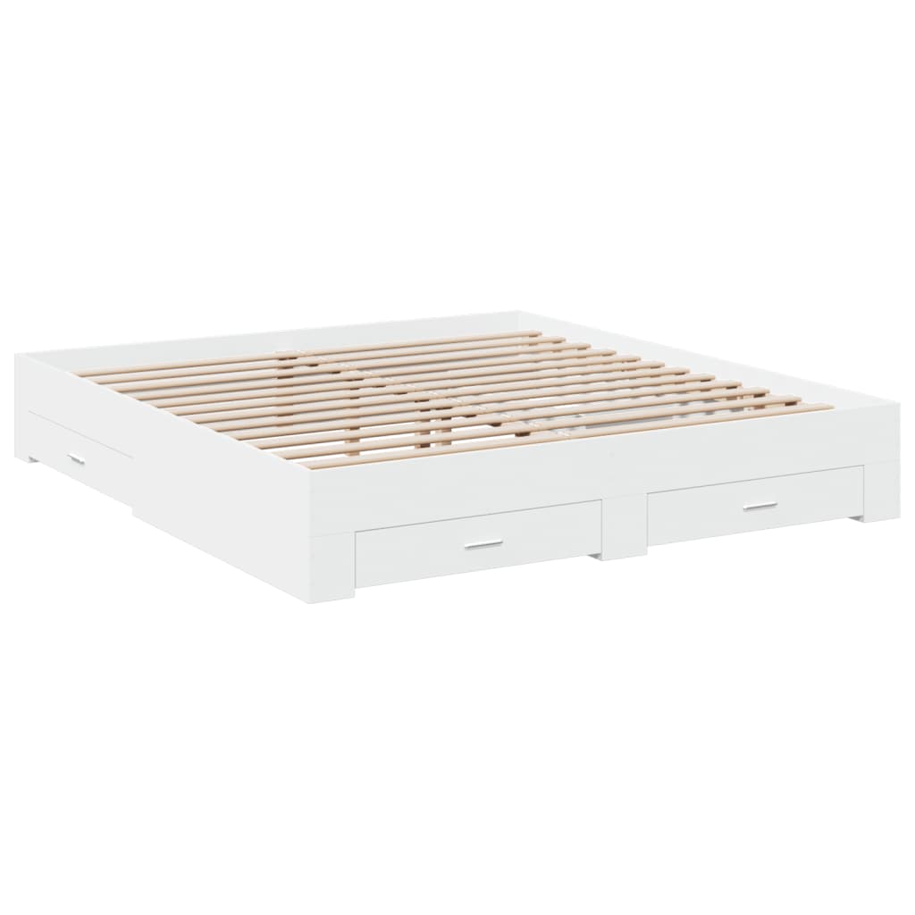 Cadre de lit avec tiroirs sans matelas blanc 200x200 cm - XIOS
