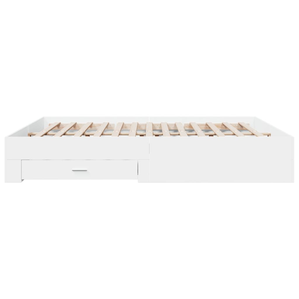Cadre de lit avec tiroirs sans matelas blanc 200x200 cm - XIOS