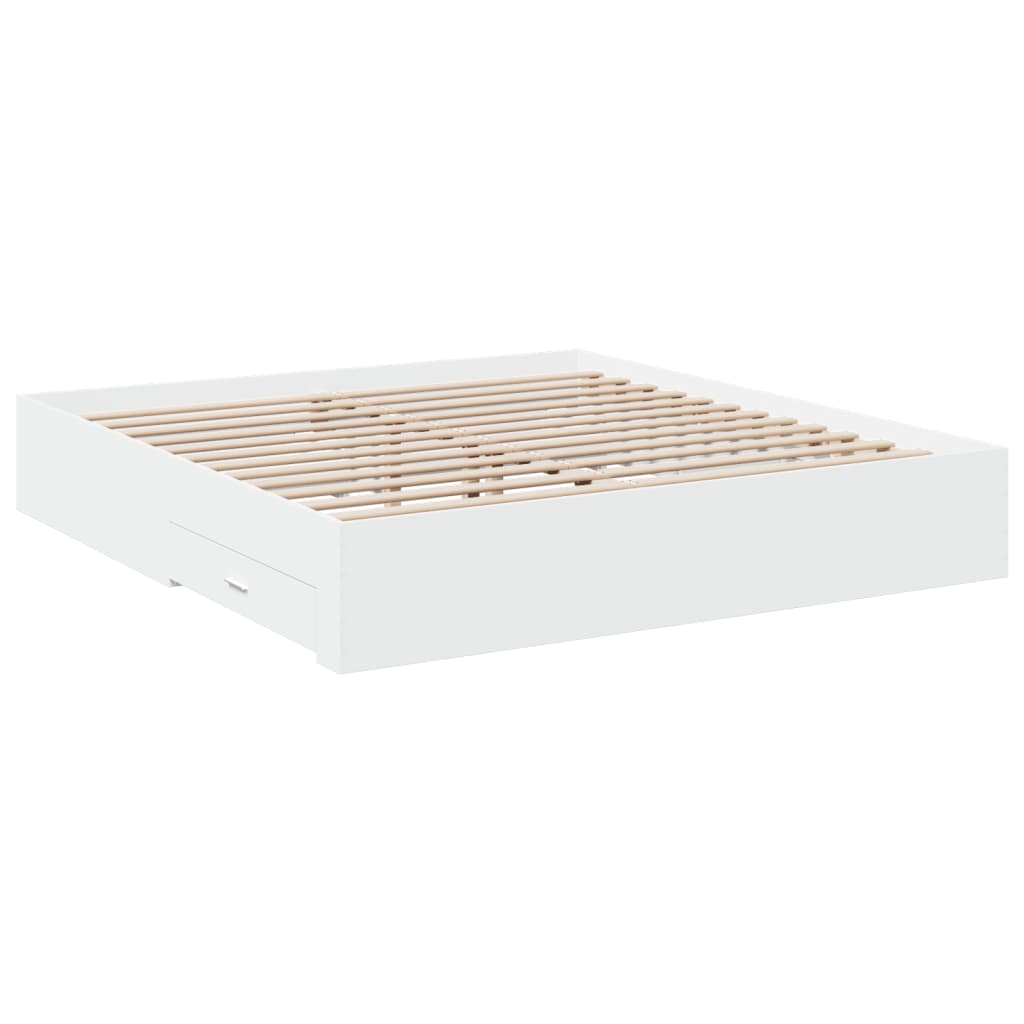 Cadre de lit avec tiroirs sans matelas blanc 200x200 cm - XIOS