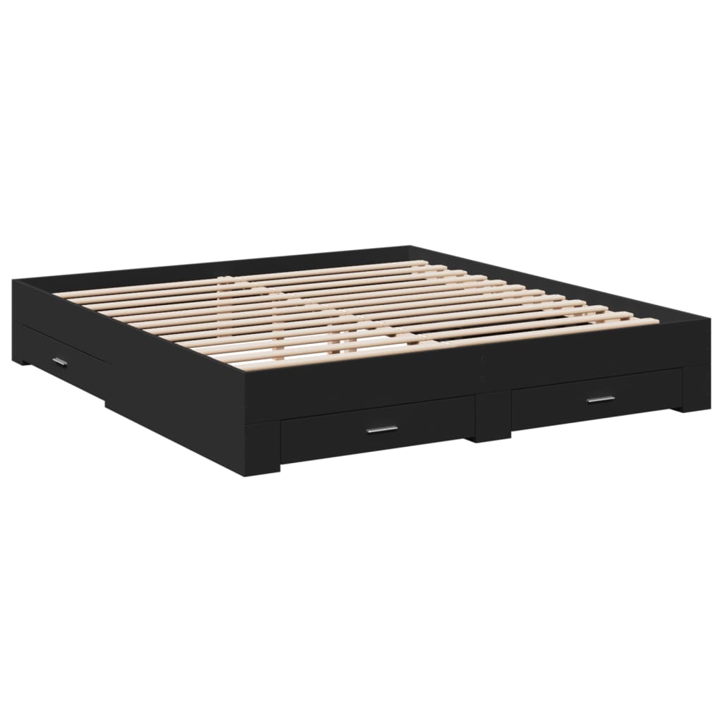 Cadre de lit avec tiroirs sans matelas noir 200x200 cm - XIOS