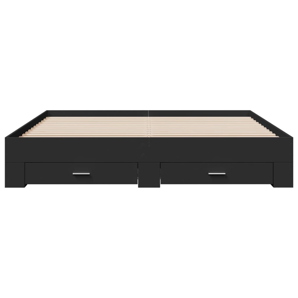 Cadre de lit avec tiroirs sans matelas noir 200x200 cm - XIOS