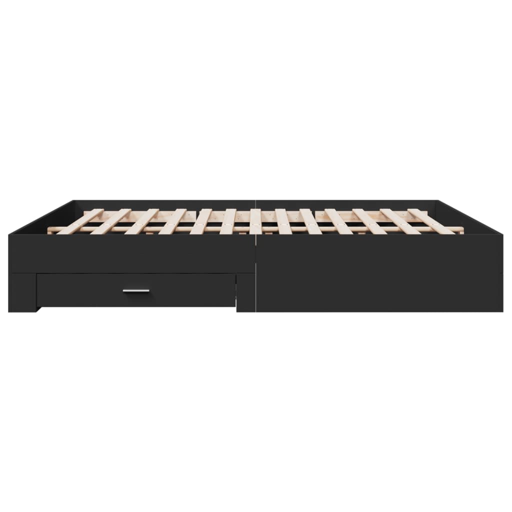 Cadre de lit avec tiroirs sans matelas noir 200x200 cm - XIOS