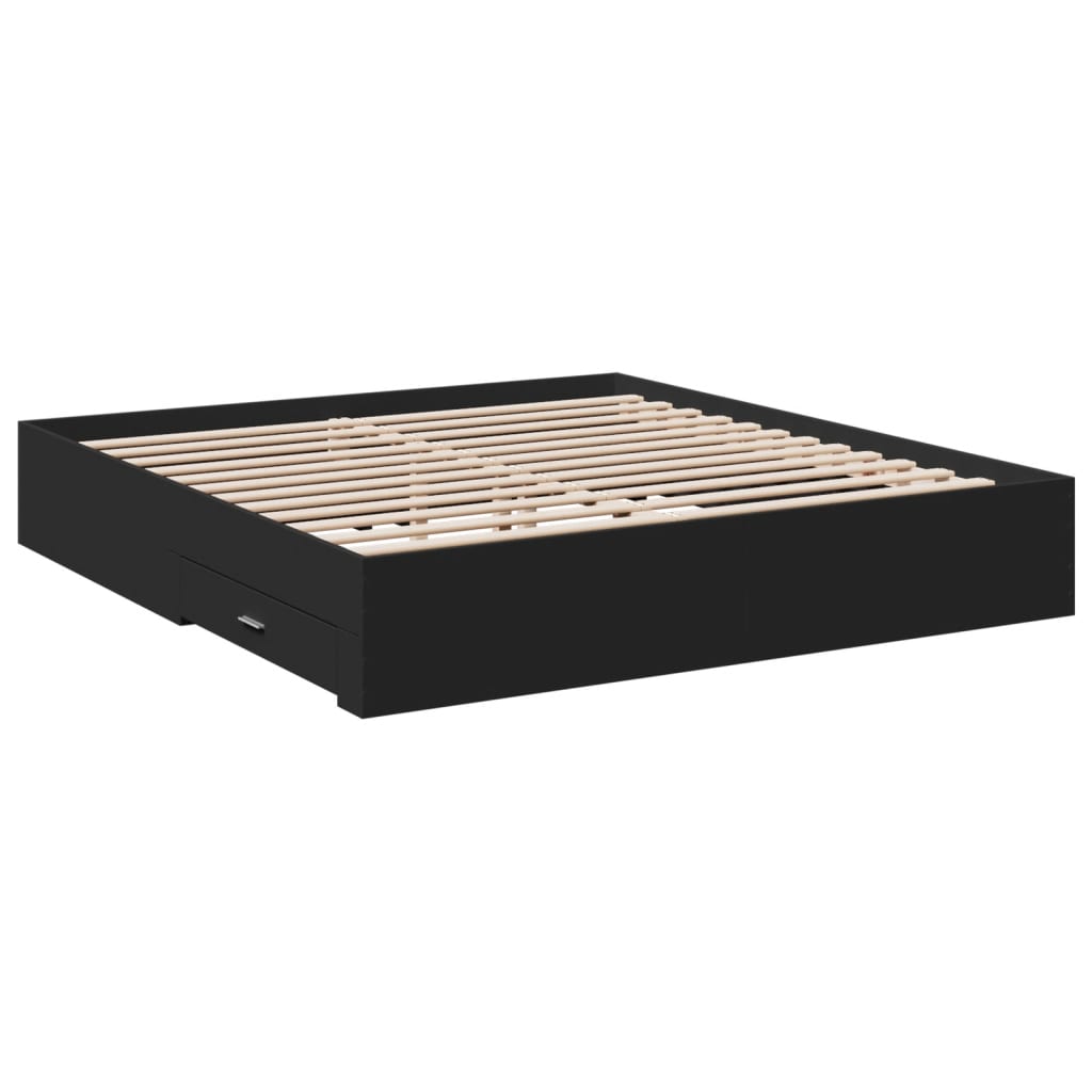 Cadre de lit avec tiroirs sans matelas noir 200x200 cm - XIOS