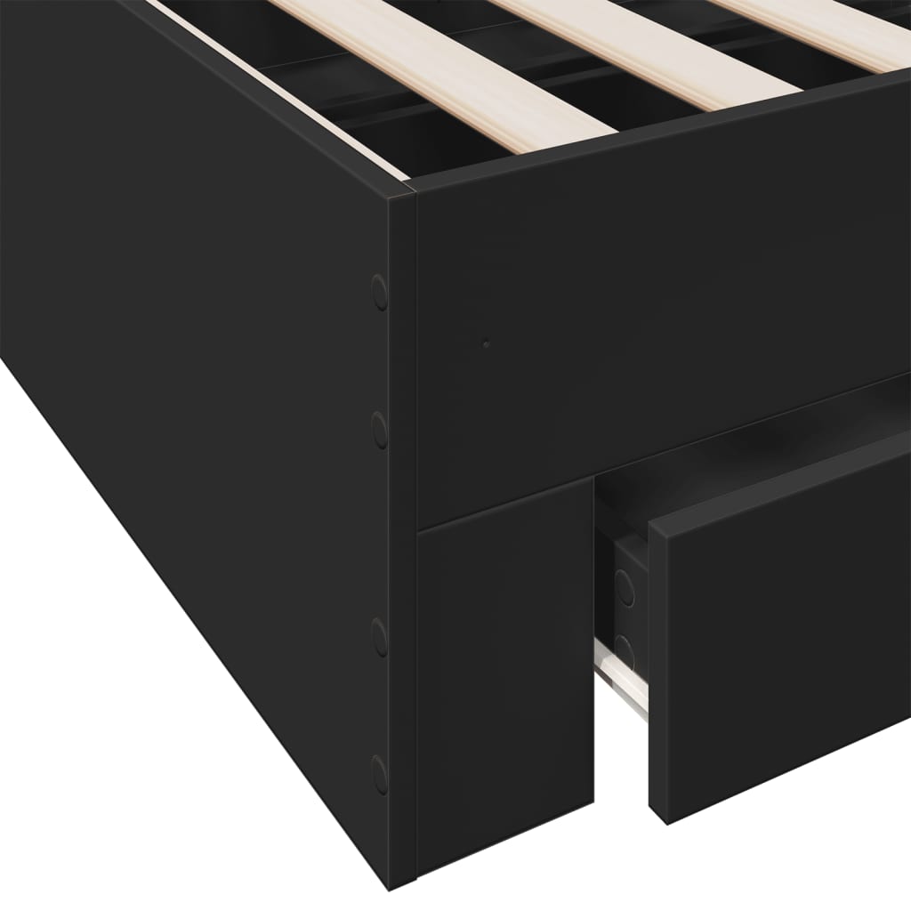 Cadre de lit avec tiroirs sans matelas noir 200x200 cm - XIOS