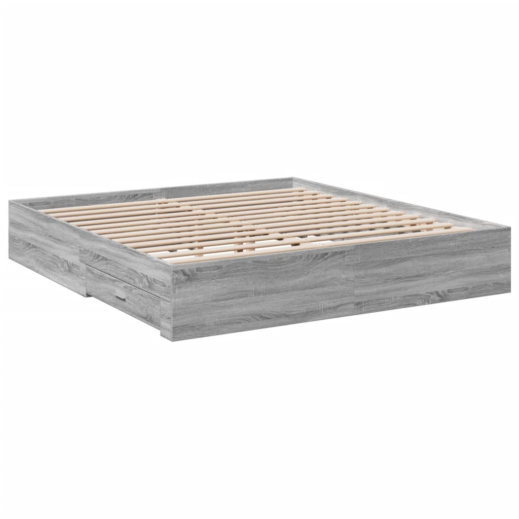 Cadre de lit avec tiroirs sans matelas sonoma gris 200x200 cm - XIOS