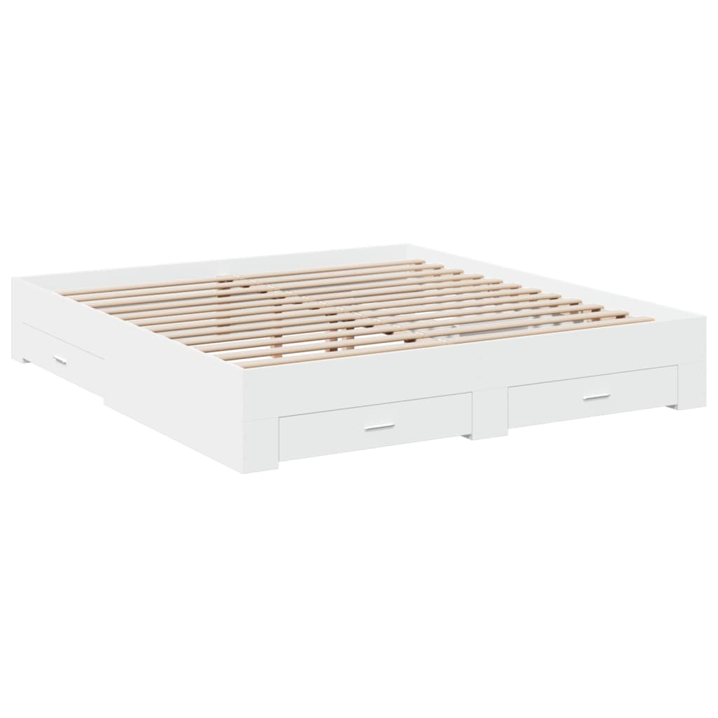 Cadre de lit avec tiroirs sans matelas blanc 180x200 cm - XIOS