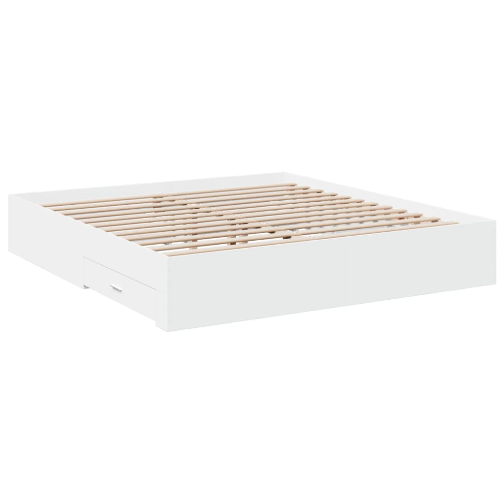 Cadre de lit avec tiroirs sans matelas blanc 180x200 cm - XIOS