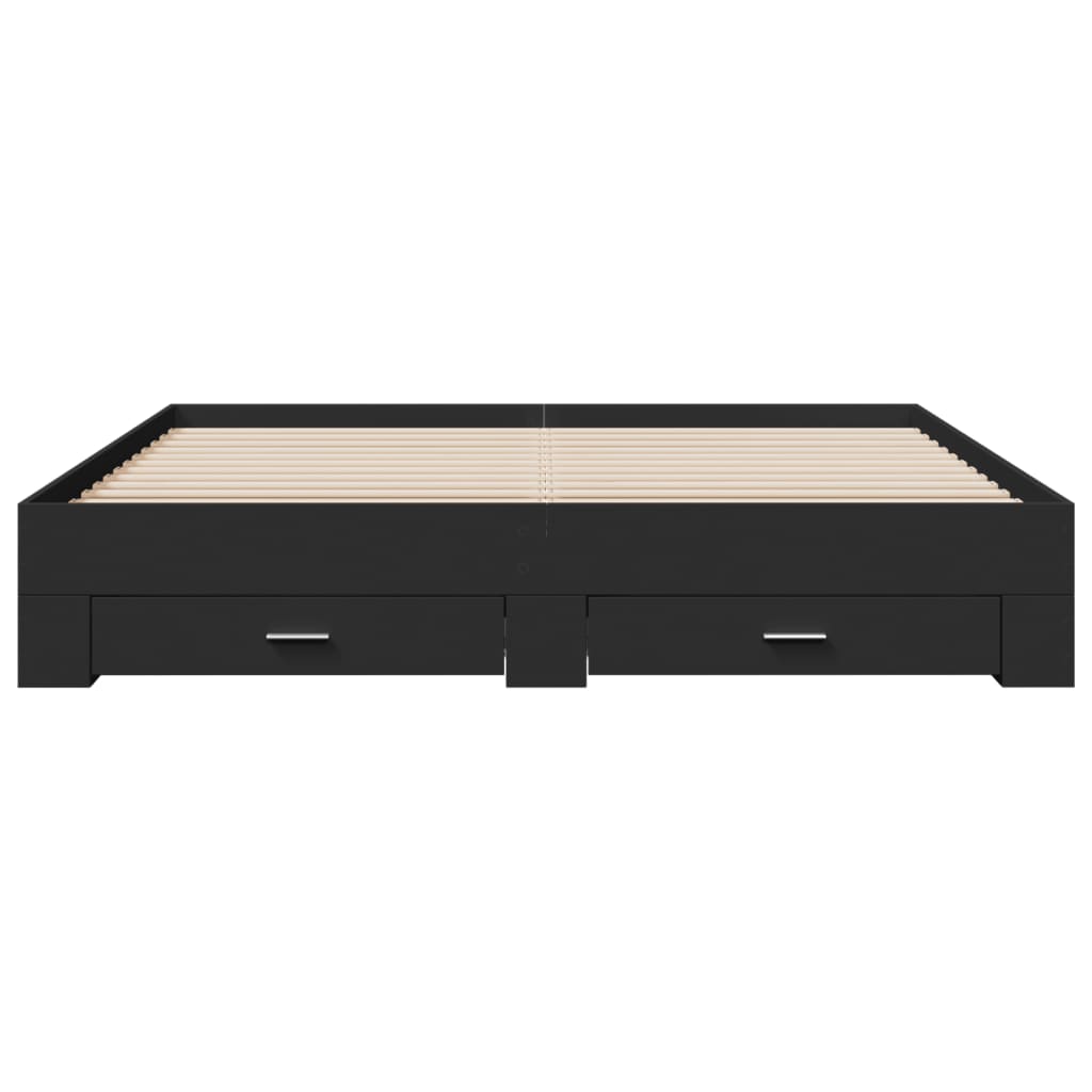 Cadre de lit avec tiroirs sans matelas noir 180x200 cm - XIOS