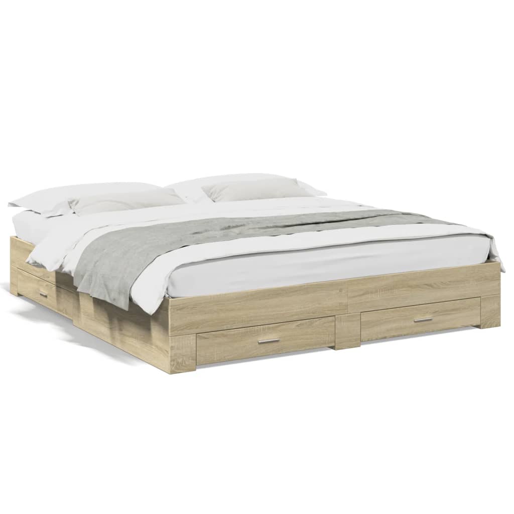 Cadre de lit avec tiroirs sans matelas chêne sonoma 180x200 cm - XIOS