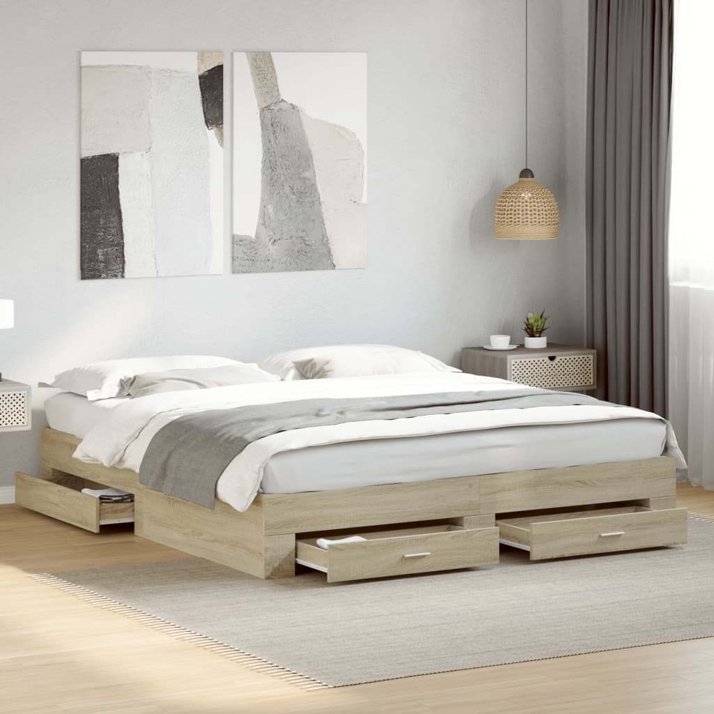 Cadre de lit avec tiroirs sans matelas chêne sonoma 180x200 cm - XIOS