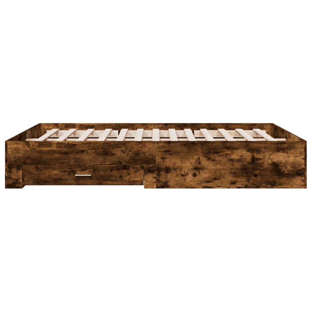 Cadre de lit avec tiroirs sans matelas chêne fumé 160x200 cm - XIOS
