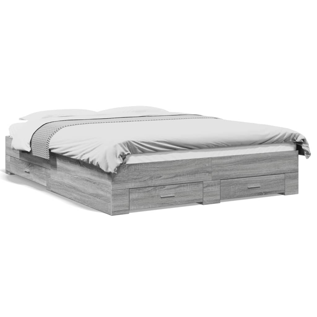 Cadre de lit avec tiroirs sans matelas sonoma gris 160x200 cm - XIOS
