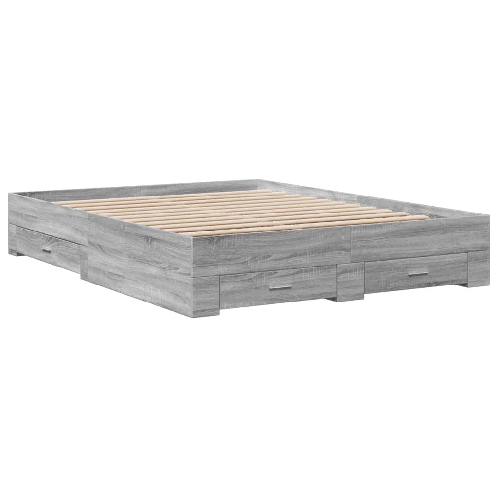 Cadre de lit avec tiroirs sans matelas sonoma gris 160x200 cm - XIOS