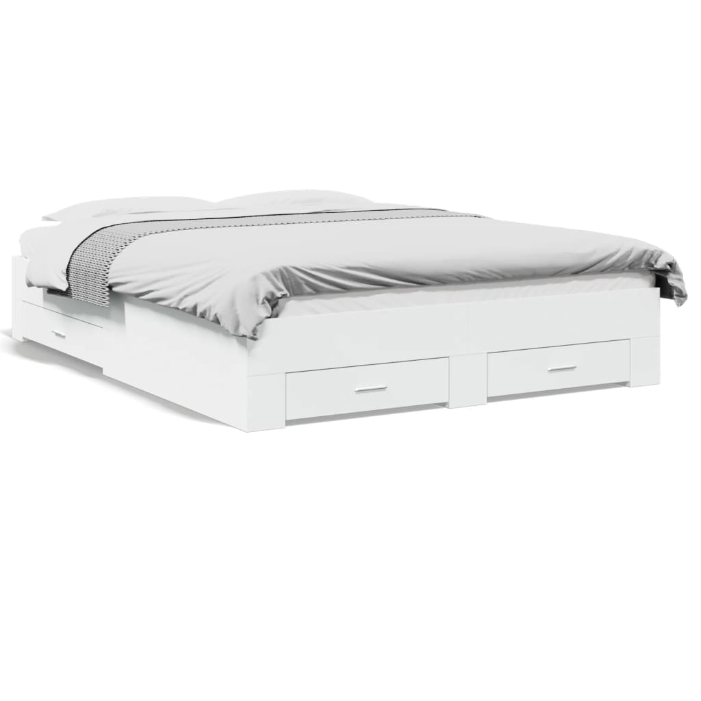 Cadre de lit avec tiroirs sans matelas blanc 150x200 cm - XIOS