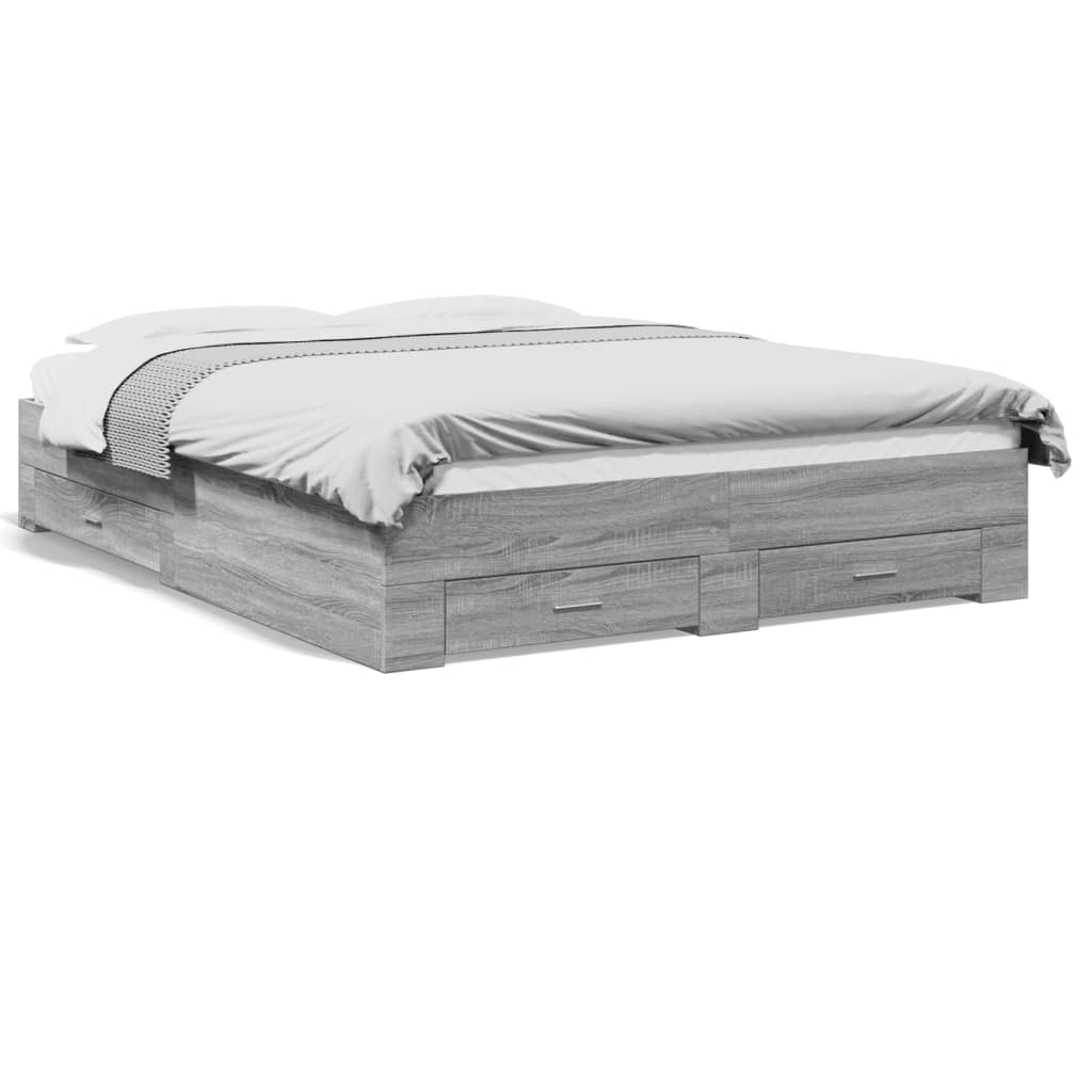 Cadre de lit avec tiroirs sans matelas sonoma gris 150x200 cm - XIOS