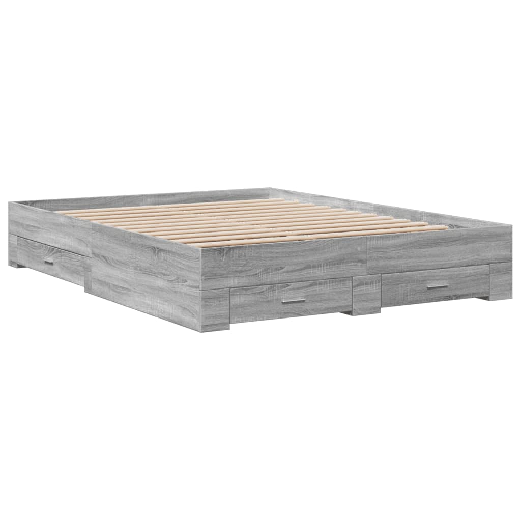 Cadre de lit avec tiroirs sans matelas sonoma gris 150x200 cm - XIOS