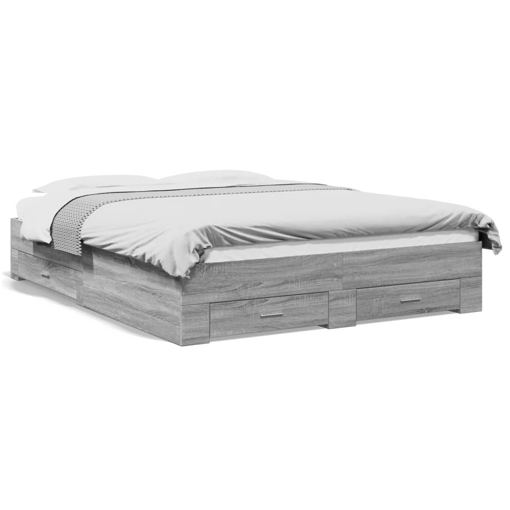 Cadre de lit avec tiroirs sans matelas sonoma gris 140x200 cm - XIOS