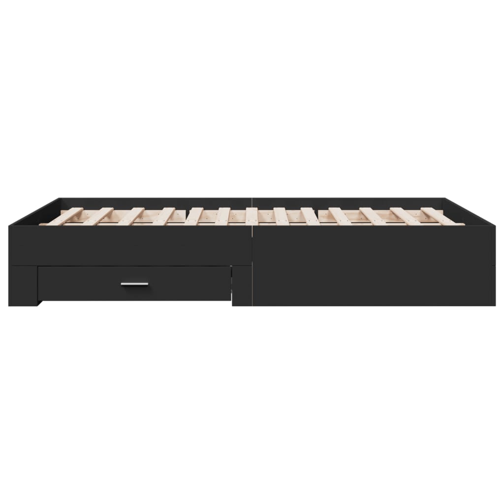 Cadre de lit avec tiroirs sans matelas noir 120x200 cm - XIOS