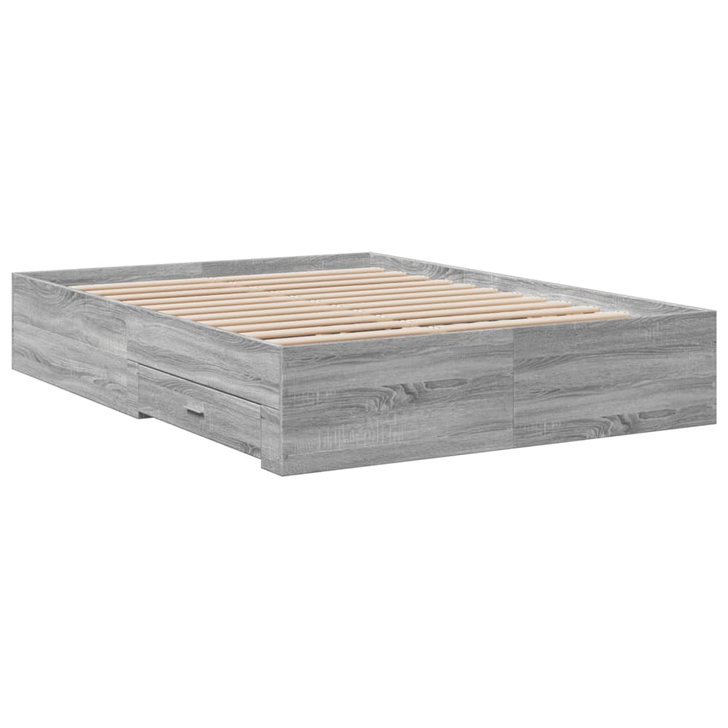 Cadre de lit avec tiroirs sans matelas sonoma gris 140x190 cm - XIOS