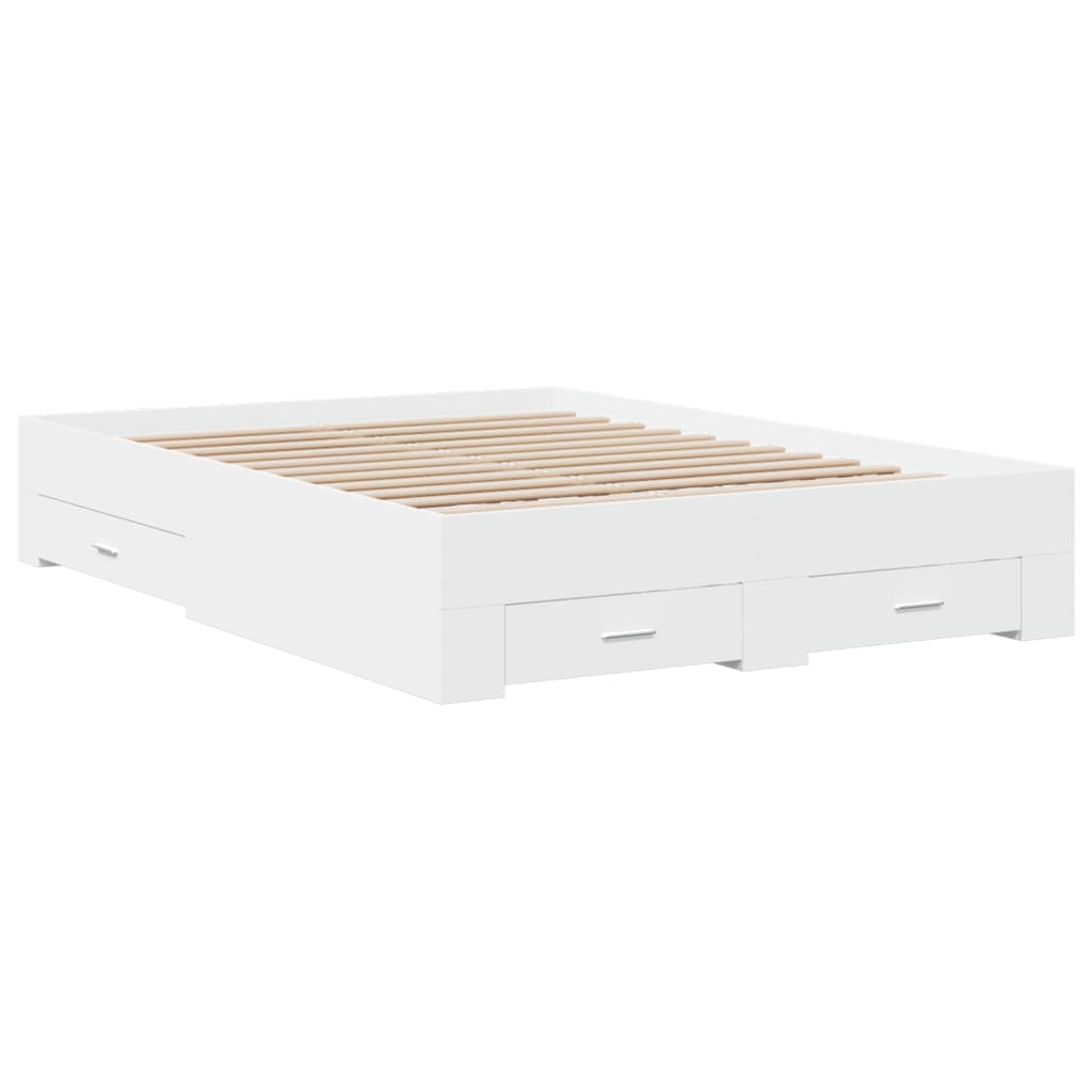 Cadre de lit avec tiroirs sans matelas blanc 135x190 cm - XIOS