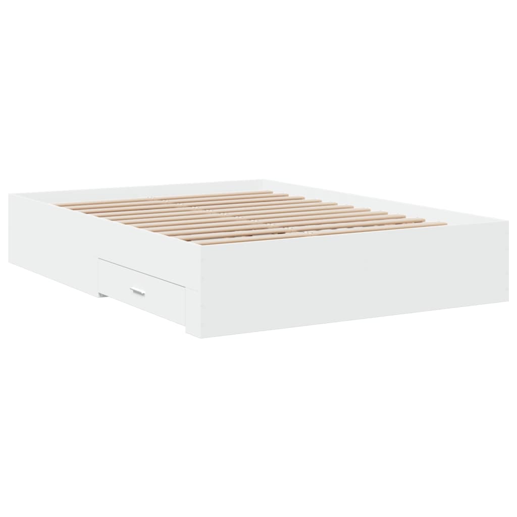 Cadre de lit avec tiroirs sans matelas blanc 135x190 cm - XIOS
