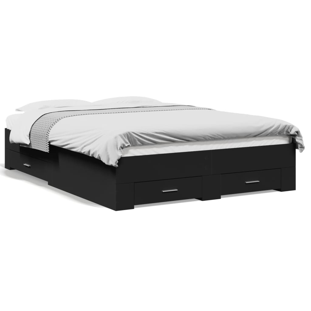 Cadre de lit avec tiroirs sans matelas noir 135x190 cm - XIOS