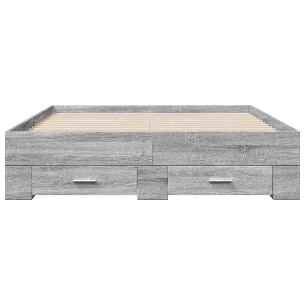 Cadre de lit avec tiroirs sans matelas sonoma gris 135x190 cm - XIOS
